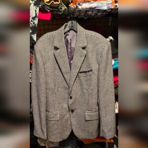 Men's Black and White Houndstooth Blazer